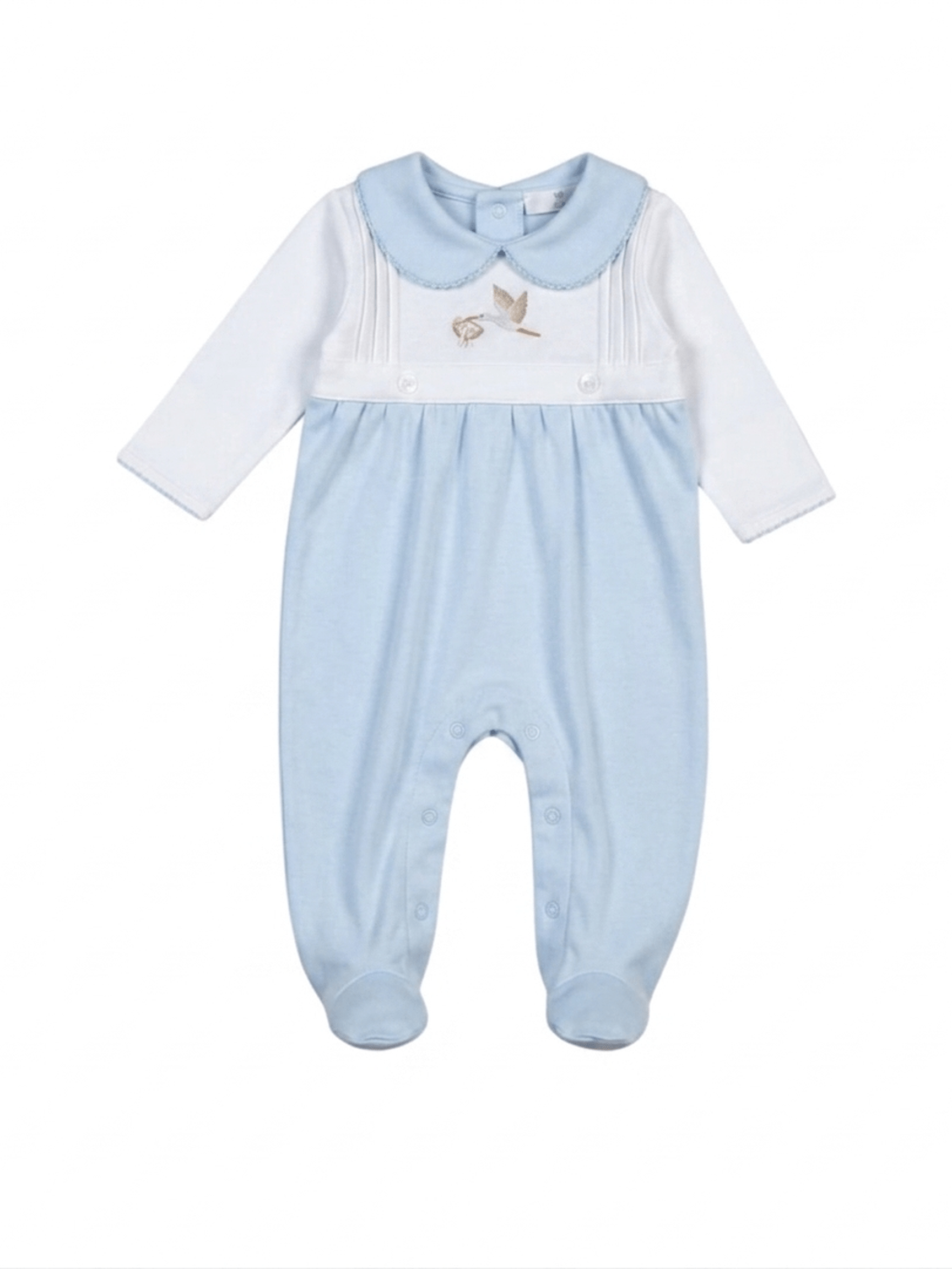 Blue Welcome Baby Hand Embroidered Footie