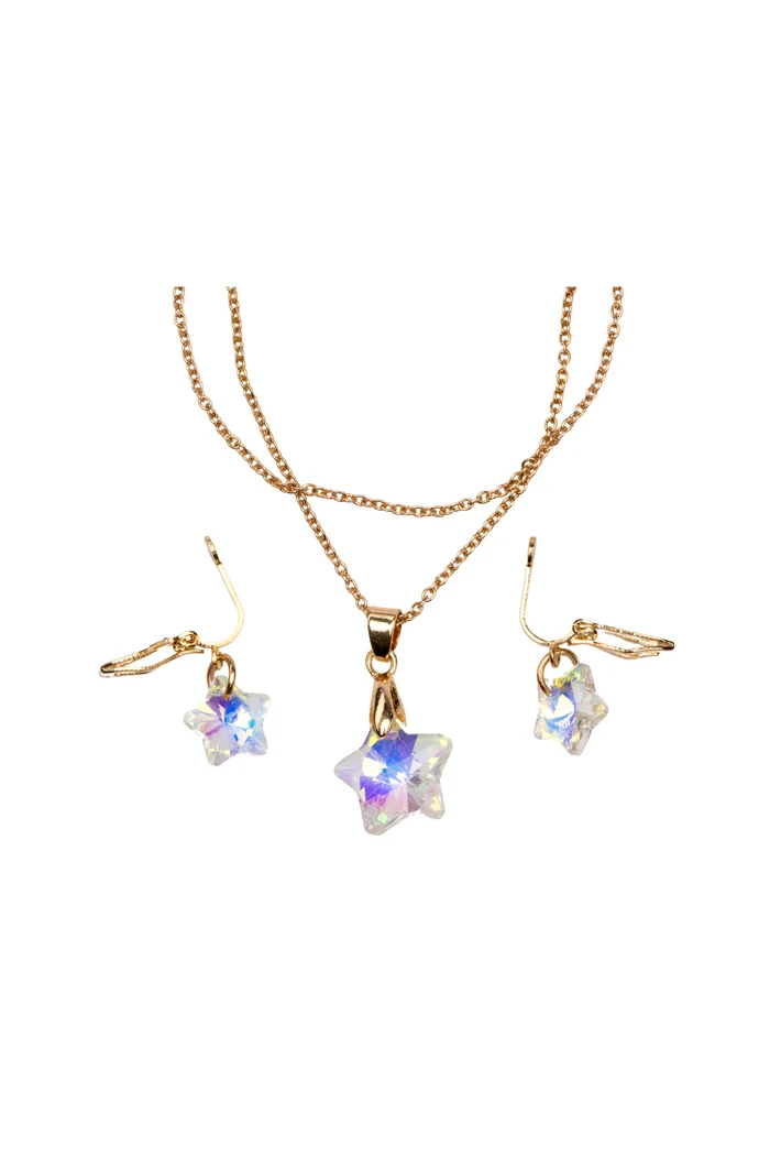Boutique Holographic Star Necklace, Earrings and Ring, 2pcs Assorted