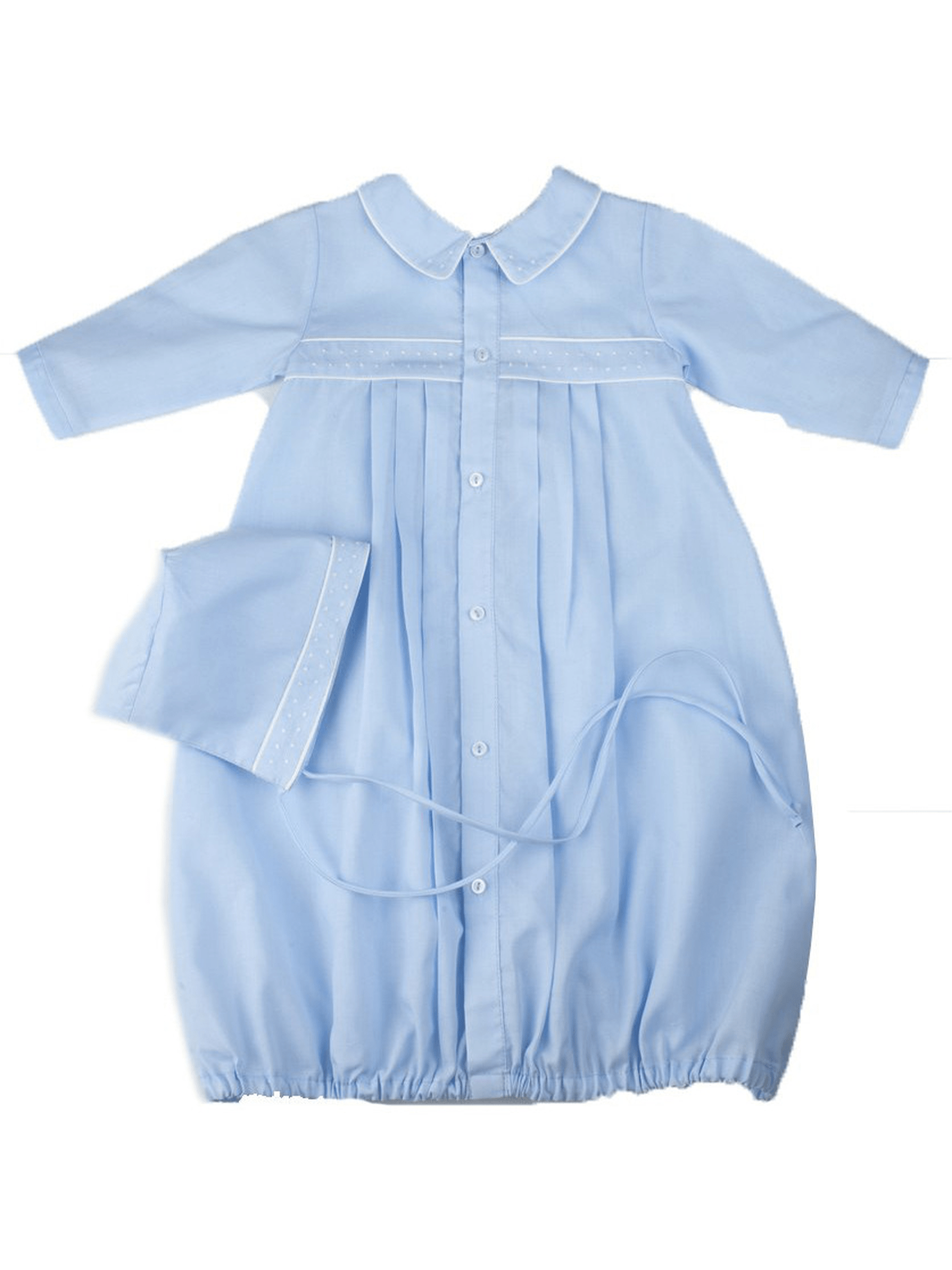 Boys Dot Embroidered Take Me Home Gown with Bonnet