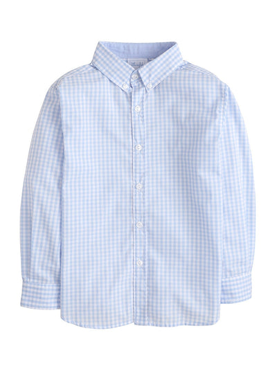 Button Down Shirt - Airy Blue Plaid