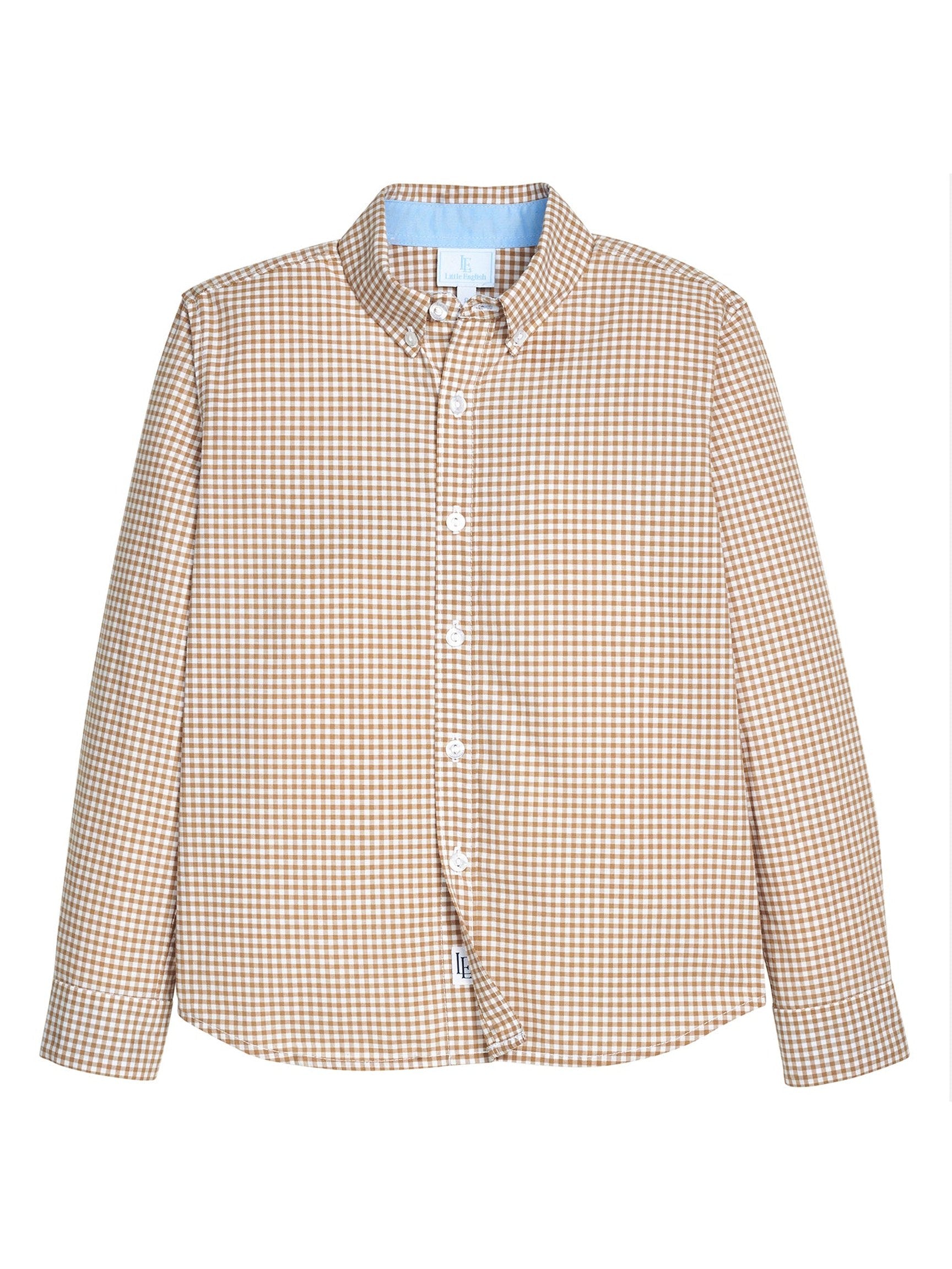 Button Down Shirt - Khaki Gingham