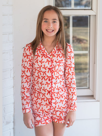 PRE-ORDER Button Up Lounge Set - Red Bows