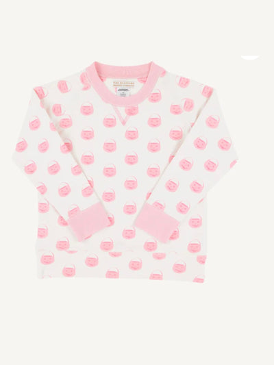 Cassidy Comfy Crewneck - Vintage Prep Pumpkin Pails Pink