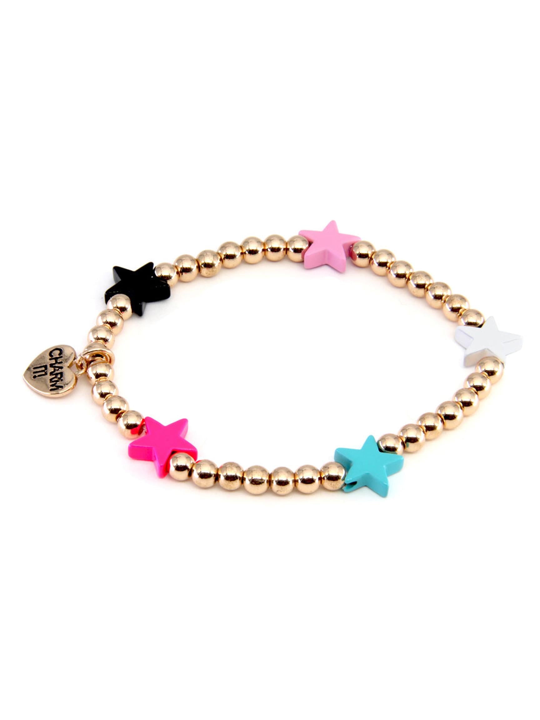 Gold Multi Star Stretch Bead Bracelet