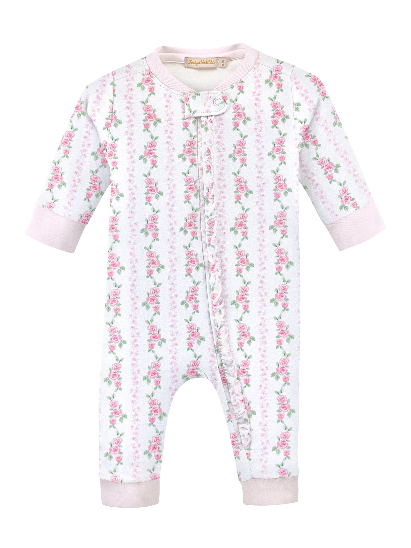 Soft Roses Zipped Coverall With Ruffles