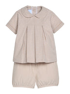Carson Short Set - Khaki Gingham