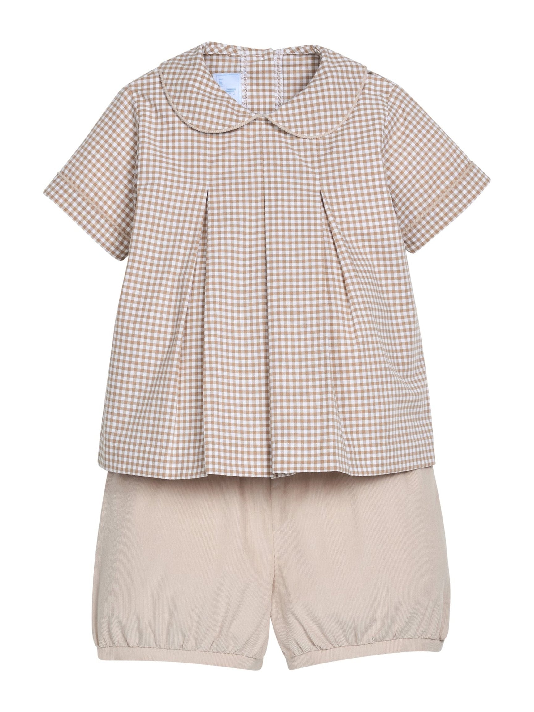 Carson Short Set - Khaki Gingham