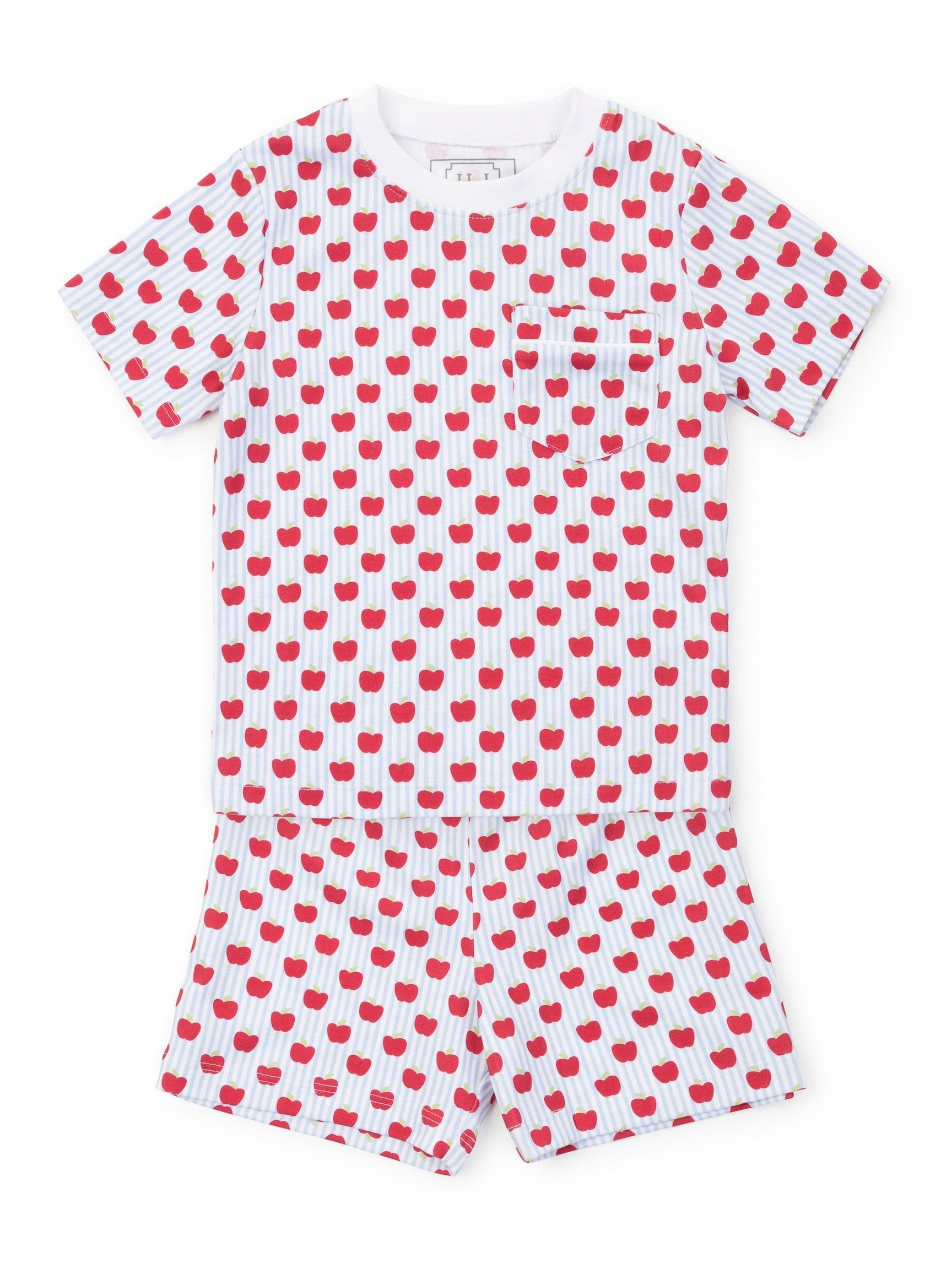 Charles Boys' Short Set - Schoolhouse Apples Blue