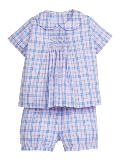 Chest Smocked Short Set - Albany Plaid