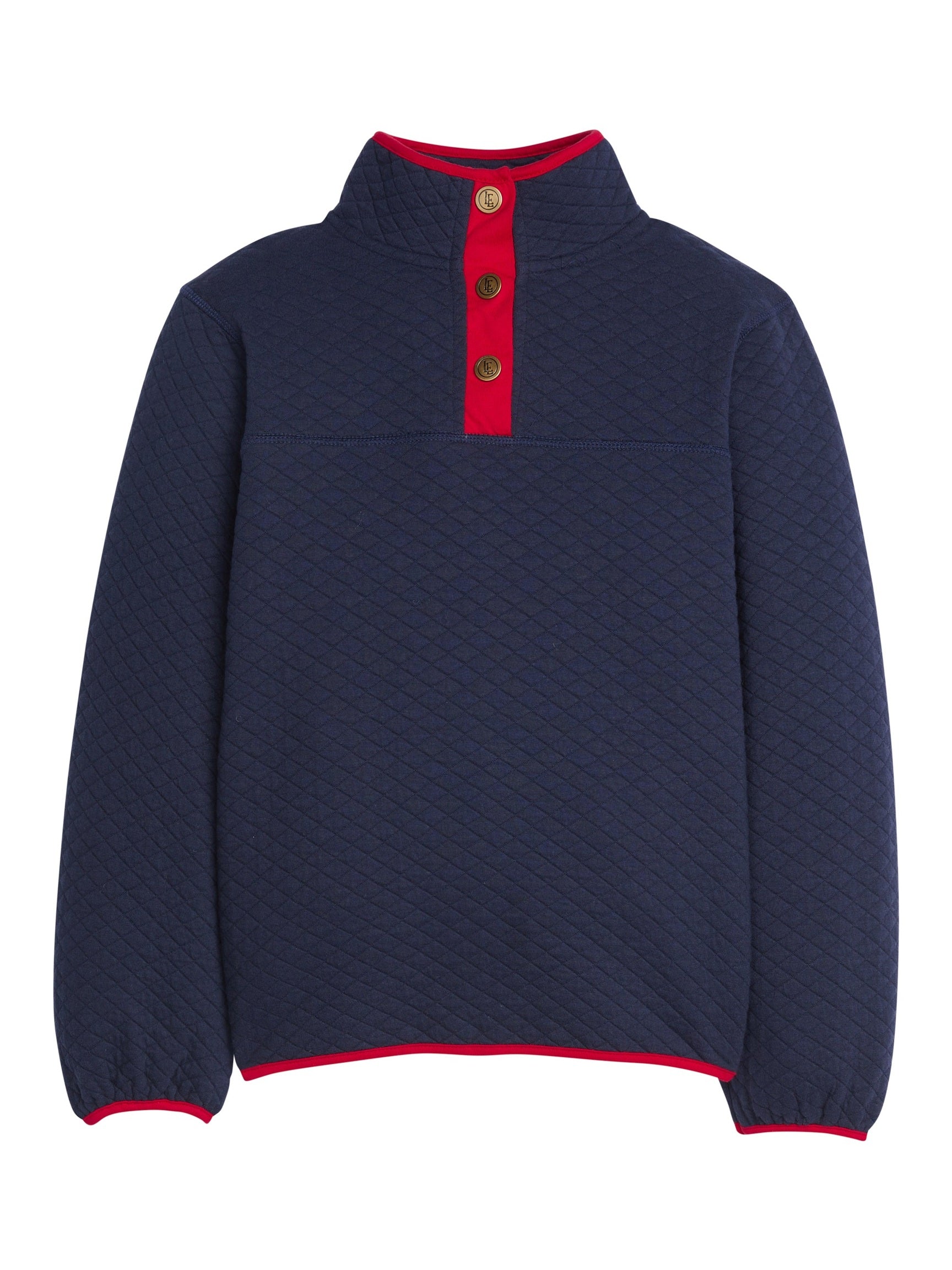 Classic Quilted Pullover - Navy / Red