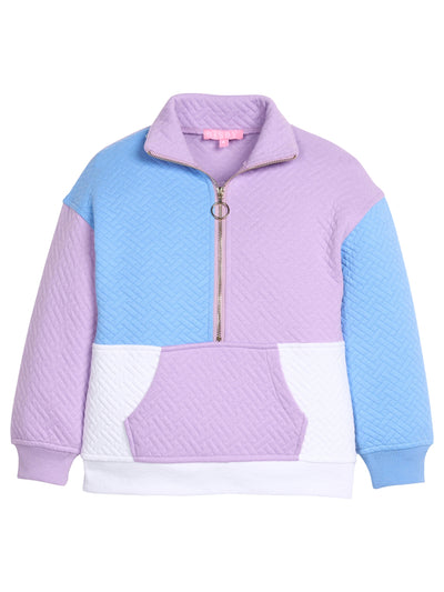 Colorblock Pullover - Lavender & Blue Quilted Trellis