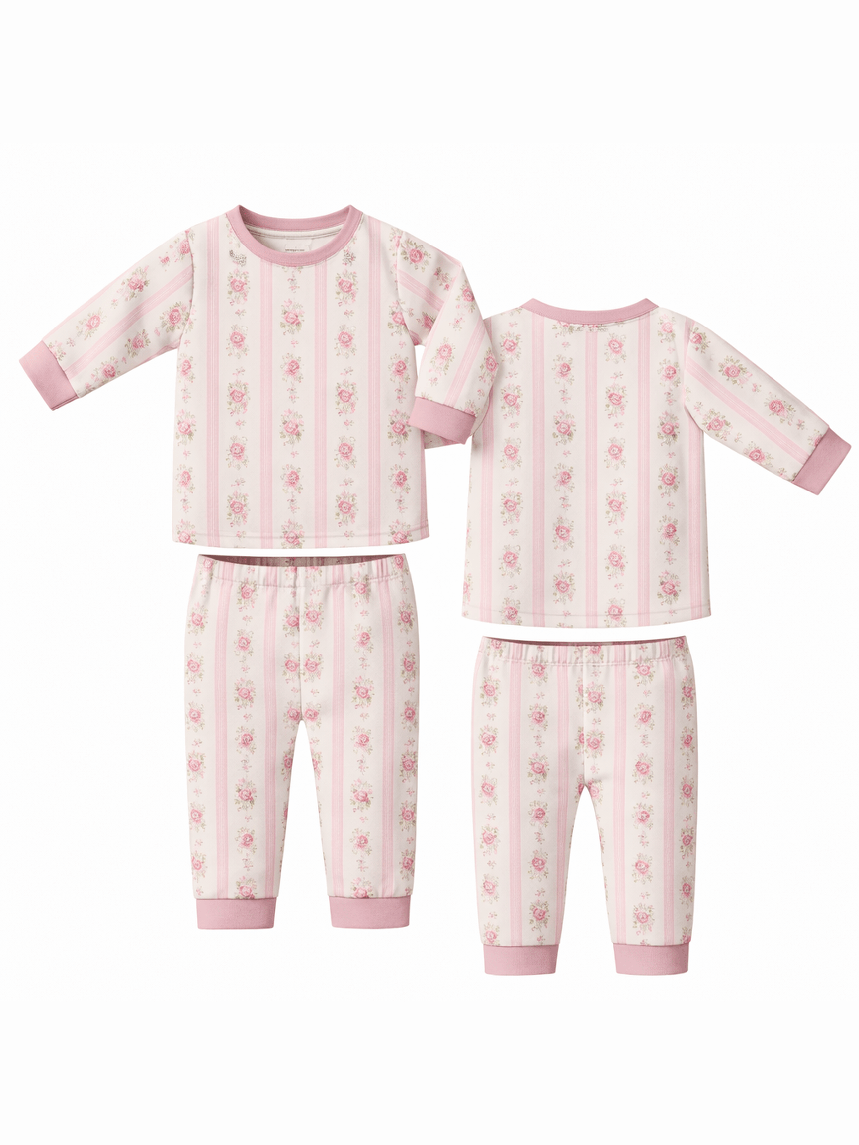 Bella Rose Stripe - Long Sleeve Loungewear Set