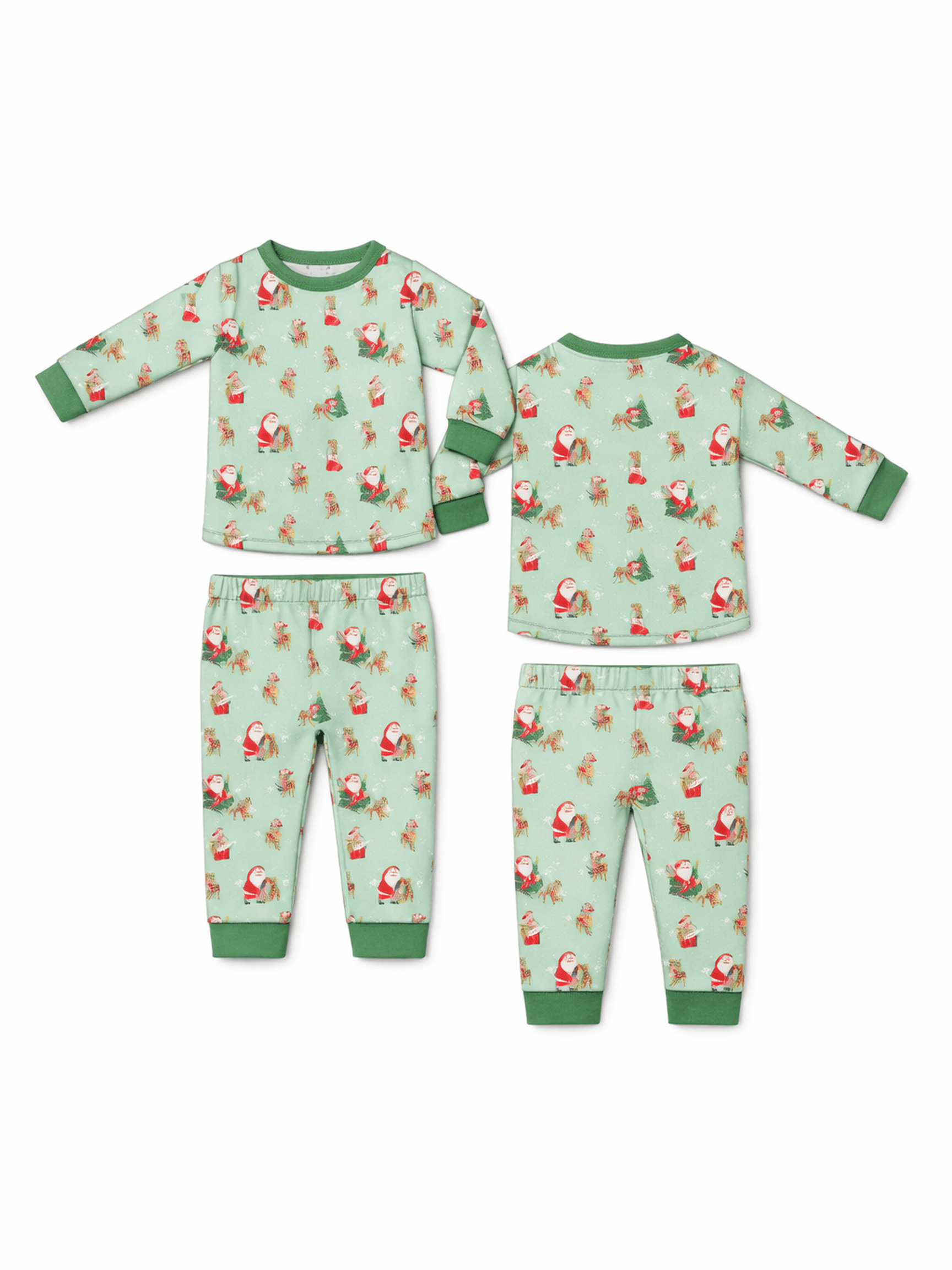 Vintage Reindeer & Santa Unisex - Long Sleeve Loungewear Set