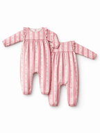 Suzie Floral Stripe - Ruffle Sleeve Romper