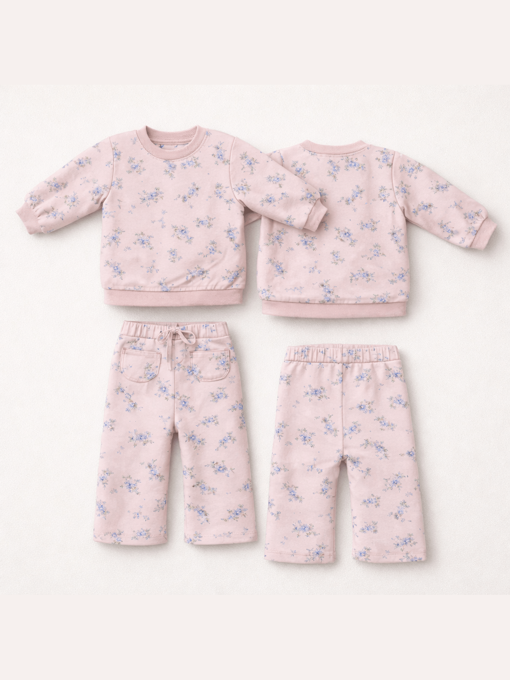 Sweet Hanna Floral Velour - Oversized Sweatshirt and Wide Leg Pant