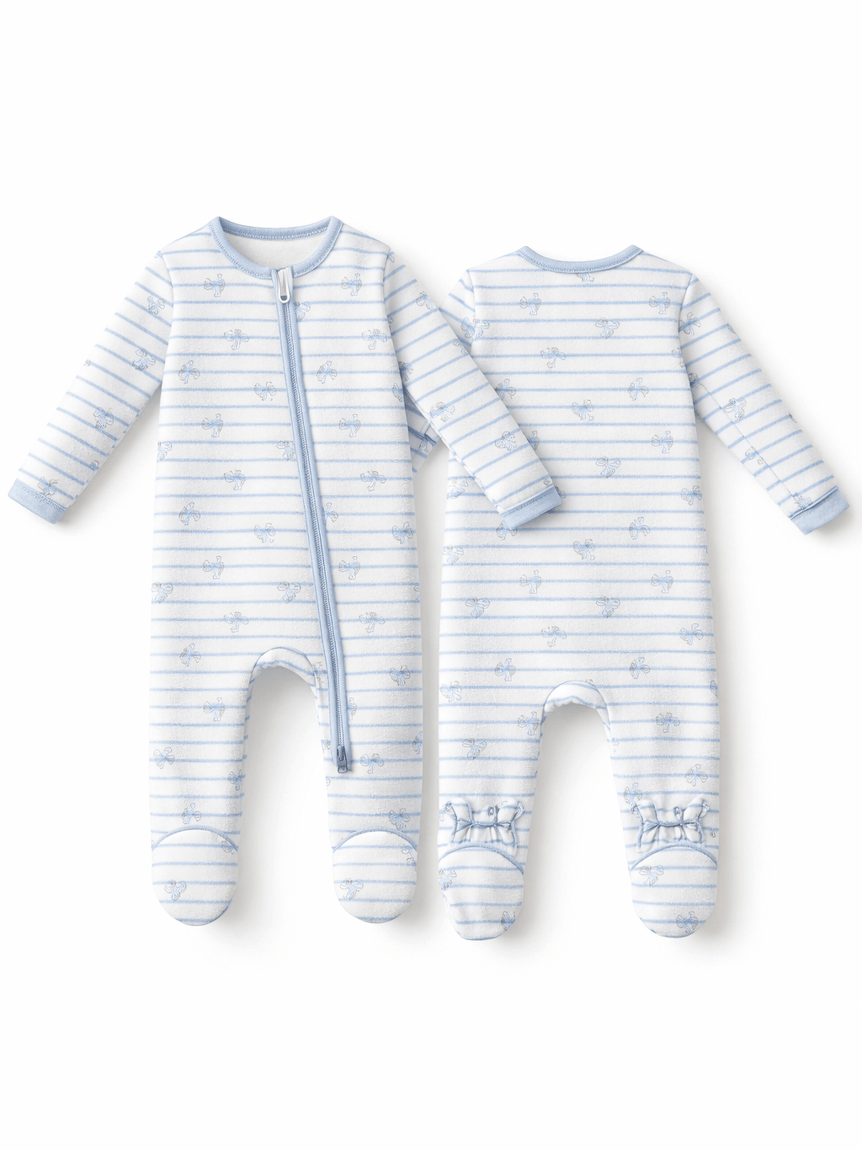 Airplane Stripe - 2 Way Zipper Footie