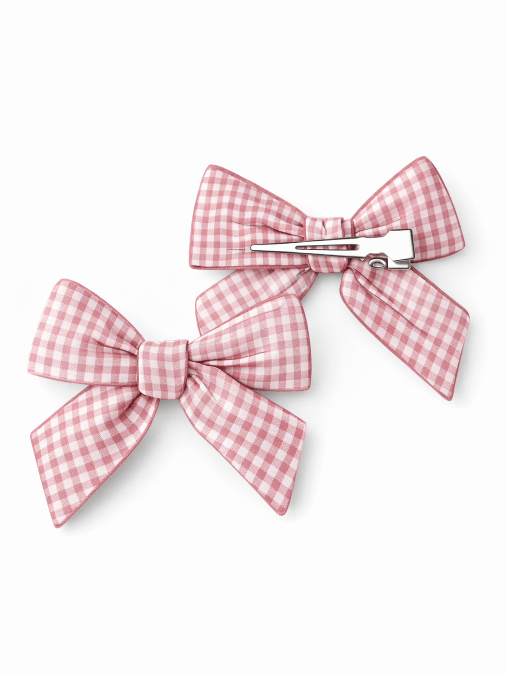 Berry Gingham - 2 Pack Bow Clips