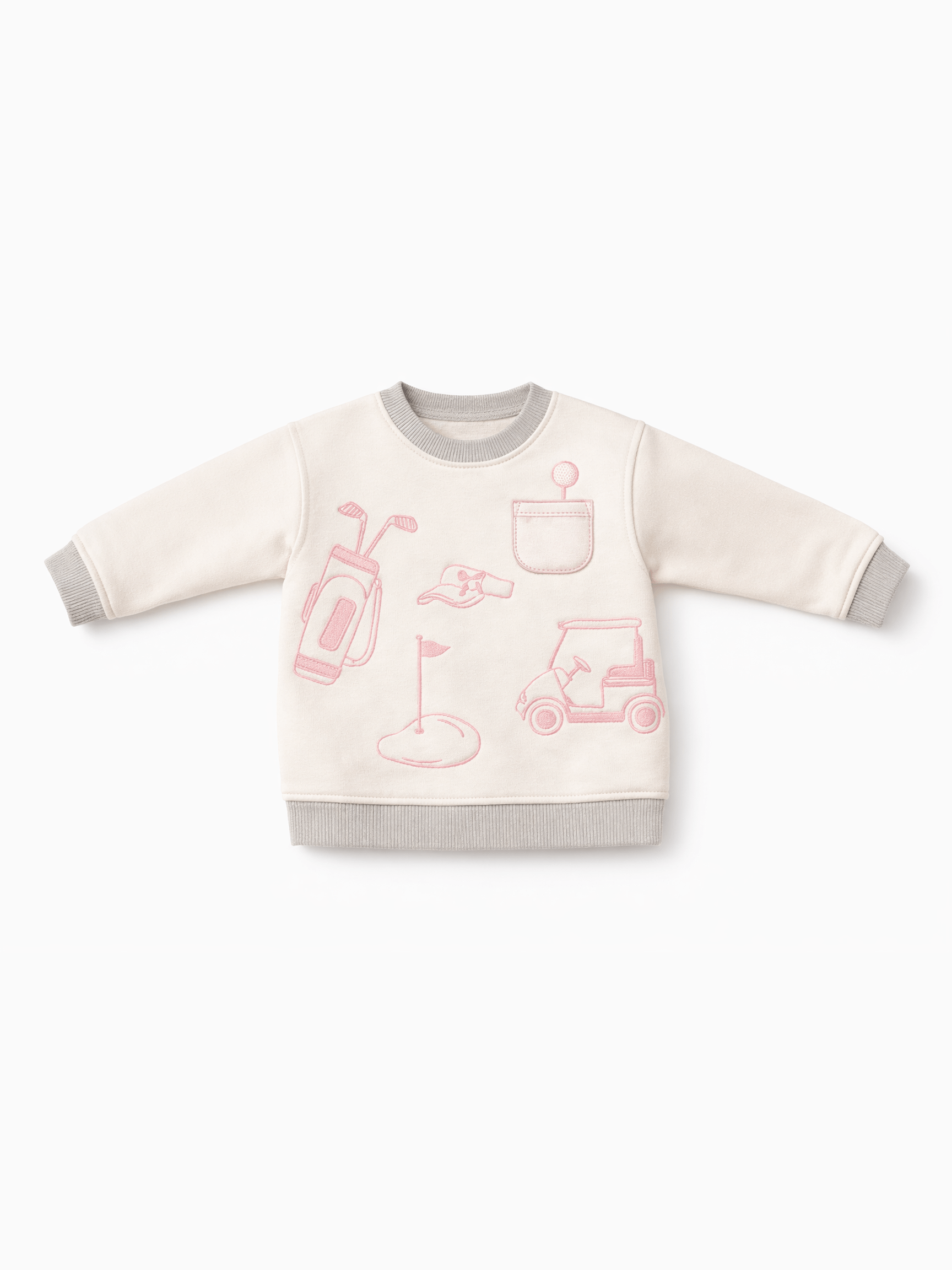 Golf - Drop Sleeve Sweatshirt White and Pink