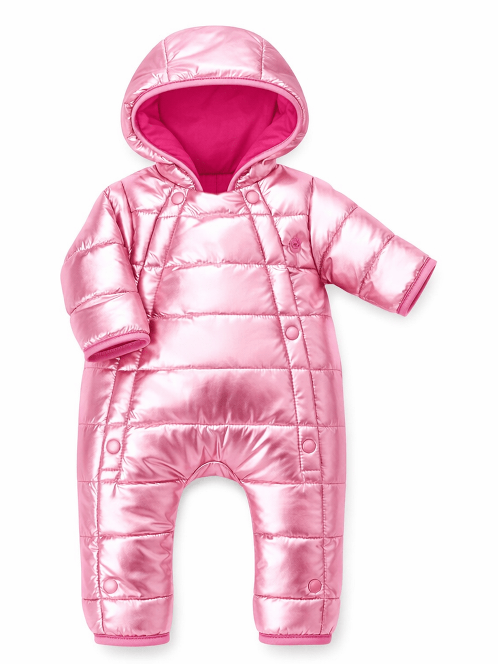 Pink Solid Metallic Puffer Pram