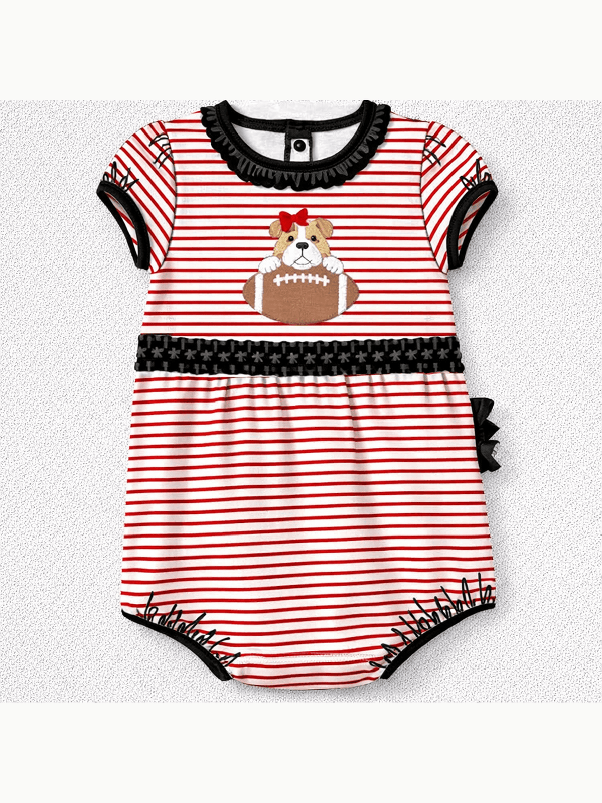 Bulldog Pride Applique Ruffle S/S Bubble
