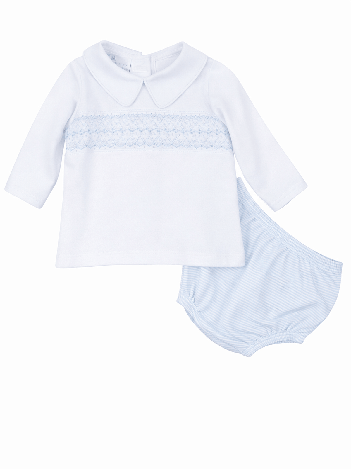 Anna and Benjamin Smocked Collared L/S Diaper Cover Set
