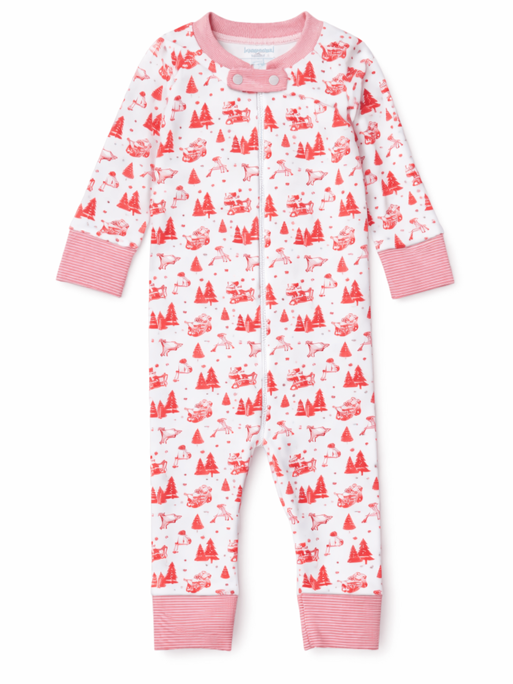 Holiday Toile Red Zip Pajamas