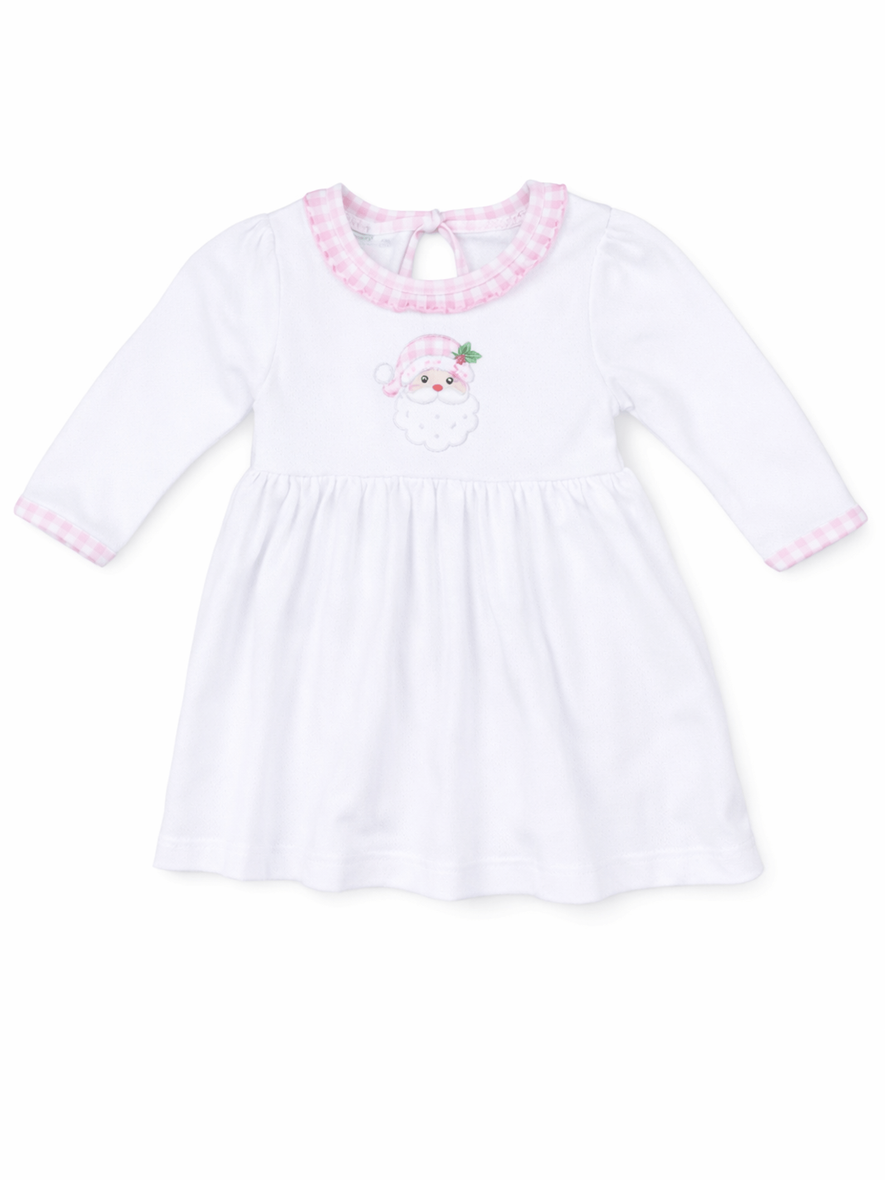 Sweet St Nick Applique Pink Ruffle L/S Toddler Dress