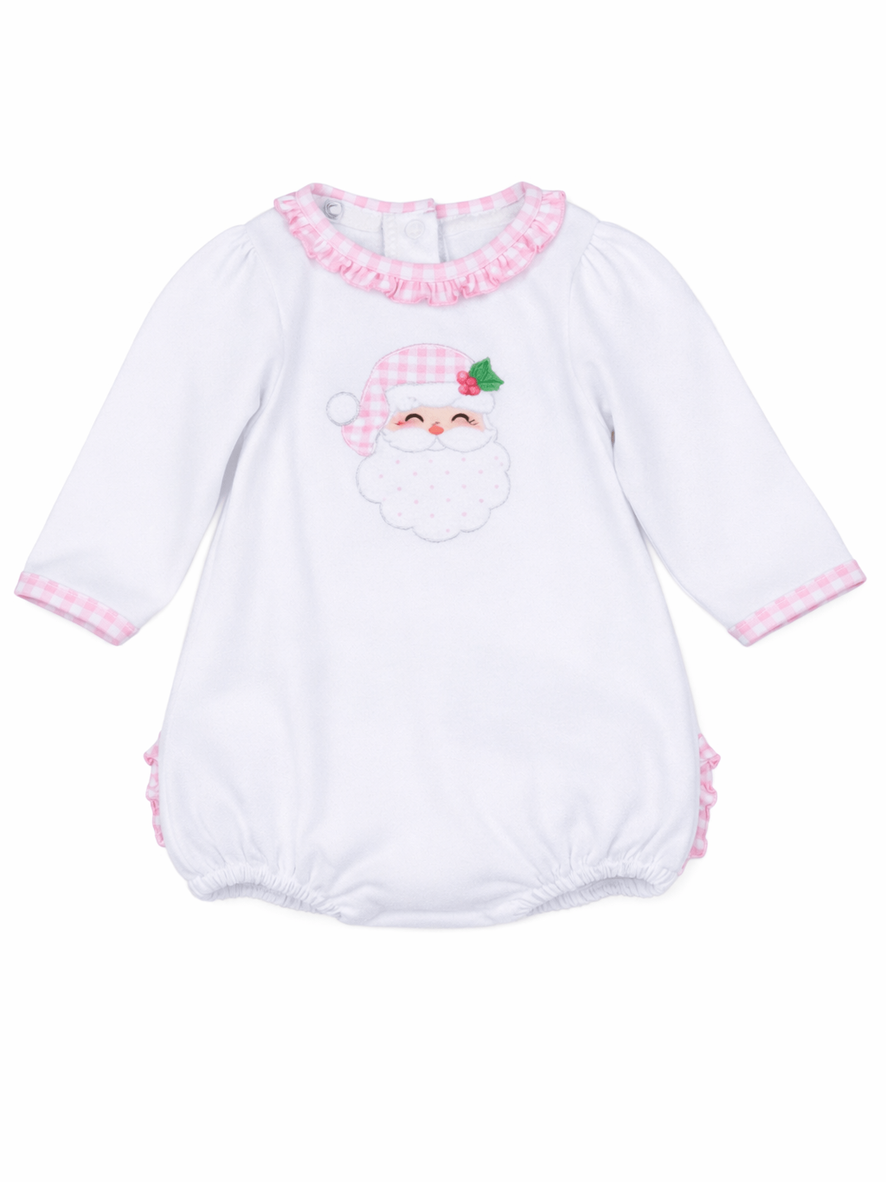 Sweet St Nick Applique Pink Ruffle L/S Bubble