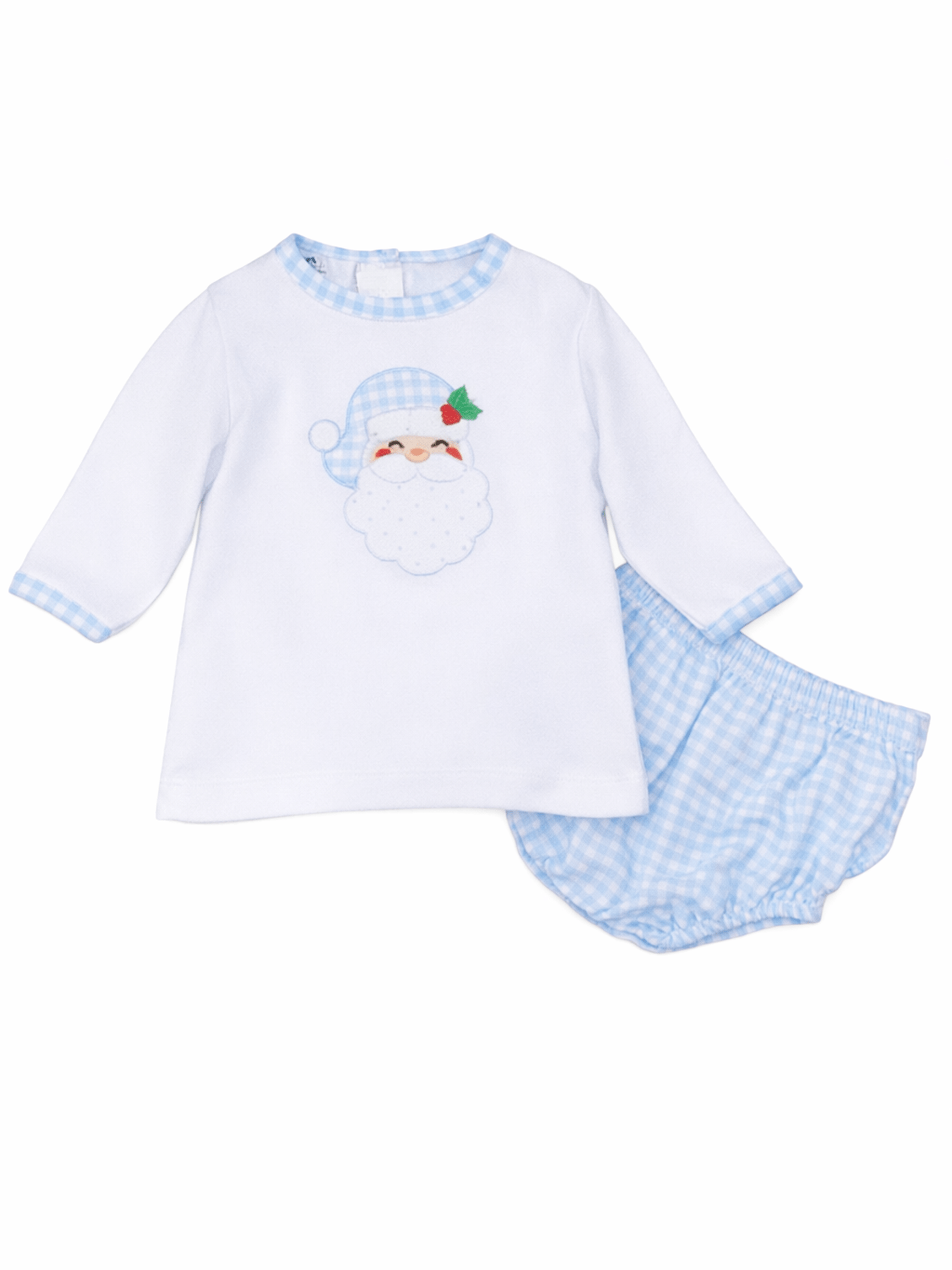 Sweet St Nick Applique Light Blue Diaper Cover Set