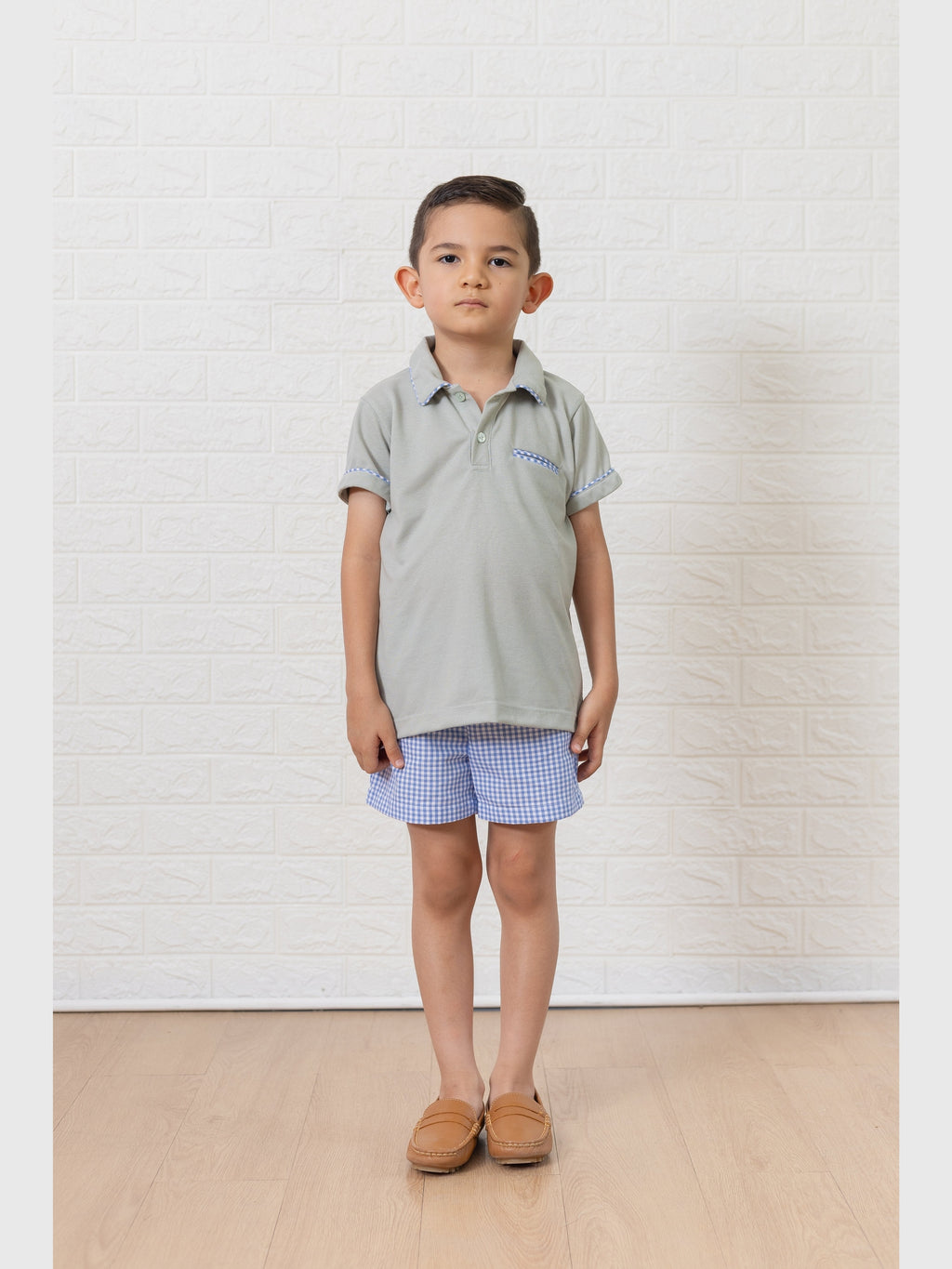 William Blue Gingham Polo Set - Posh Tots Children's Boutique