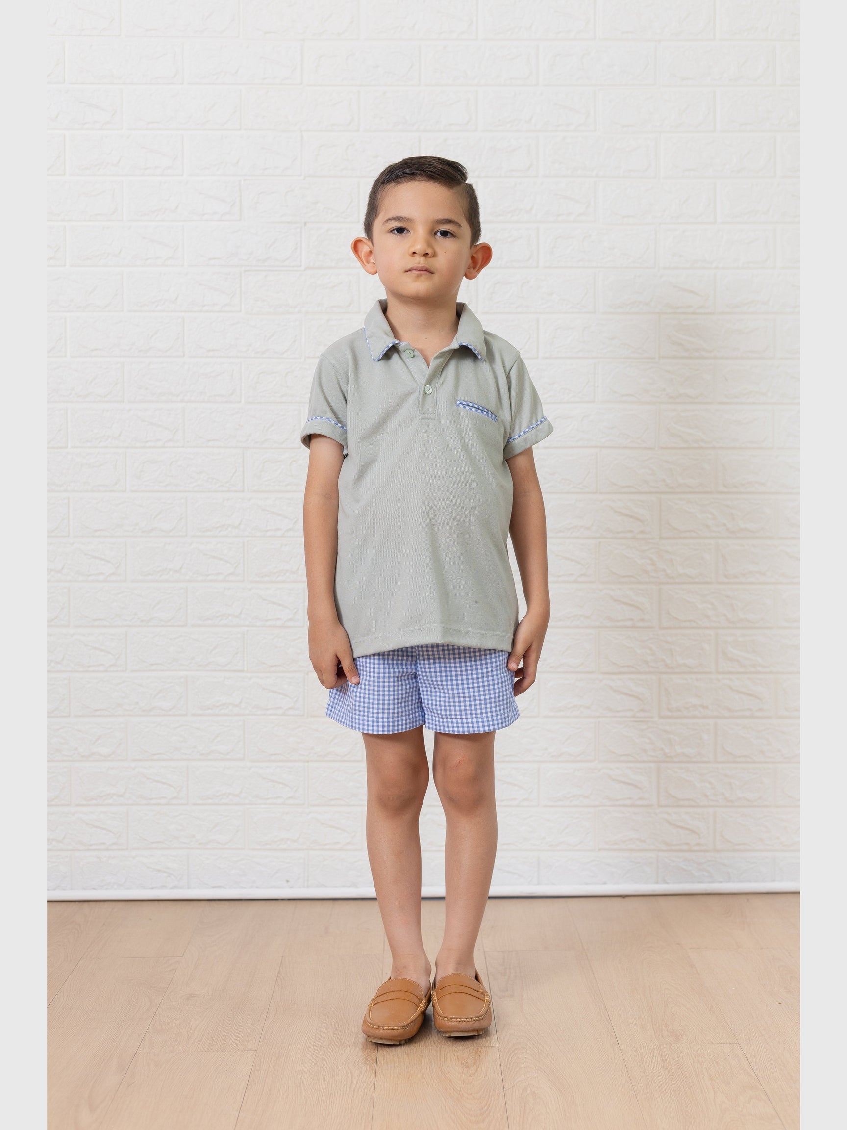 William Blue Gingham Polo Set - Posh Tots Children's Boutique