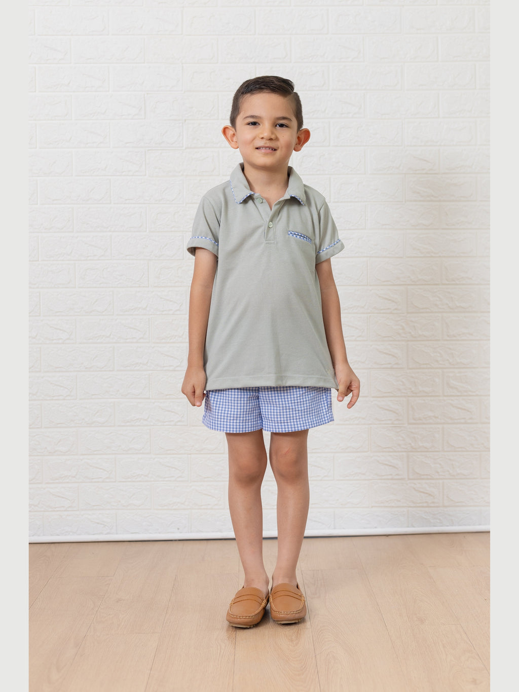 William Blue Gingham Polo Set - Posh Tots Children's Boutique