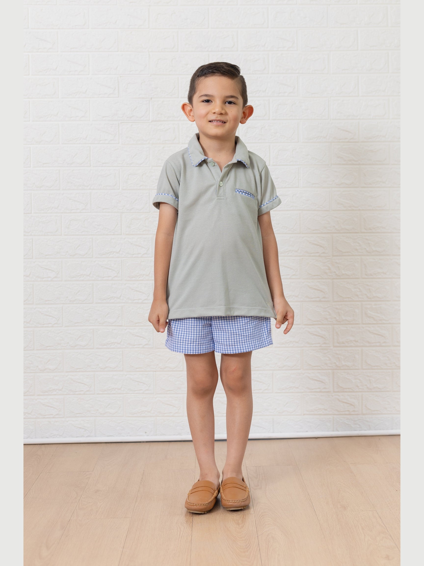 William Blue Gingham Polo Set - Posh Tots Children's Boutique