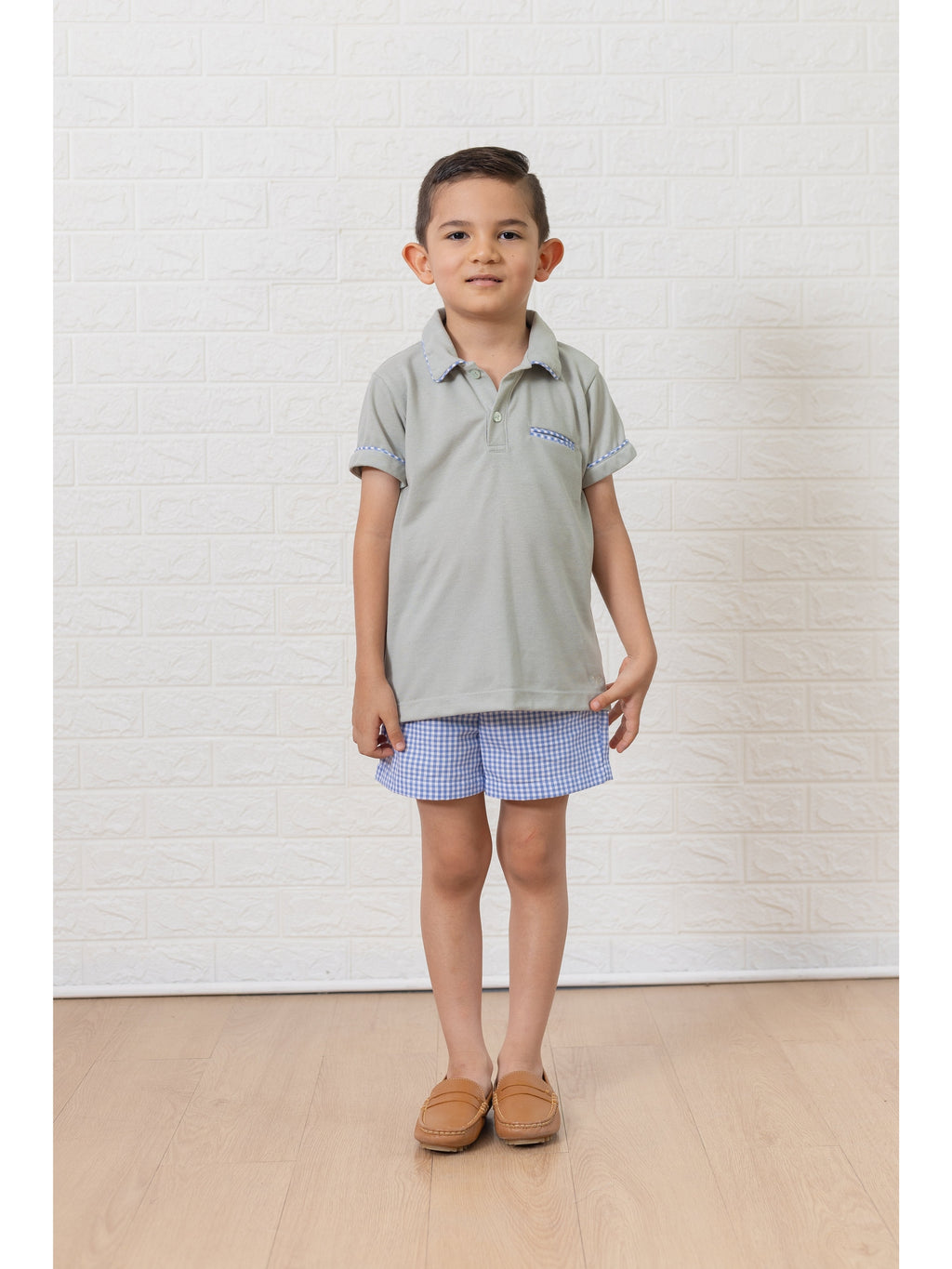 William Blue Gingham Polo Set - Posh Tots Children's Boutique