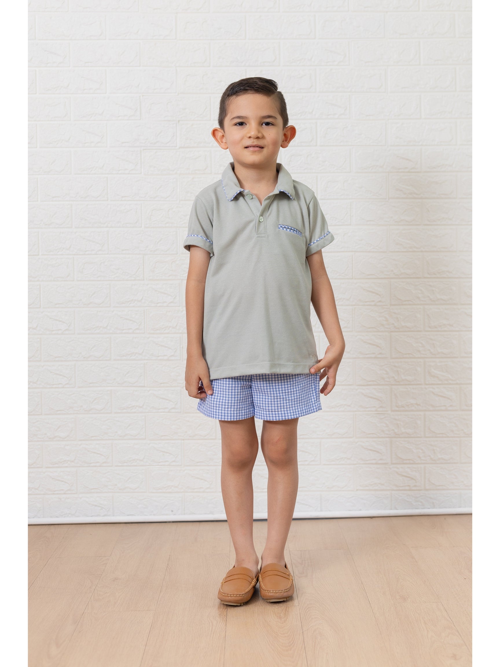 William Blue Gingham Polo Set - Posh Tots Children's Boutique