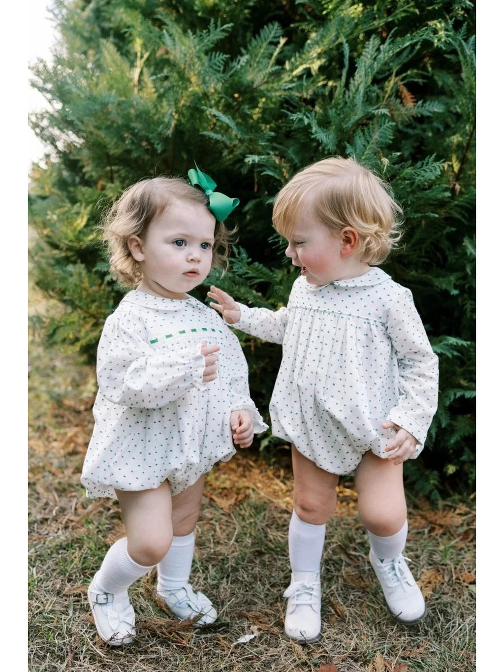 Covington Bubble Long Sleeve - Mistletoe Green Swiss