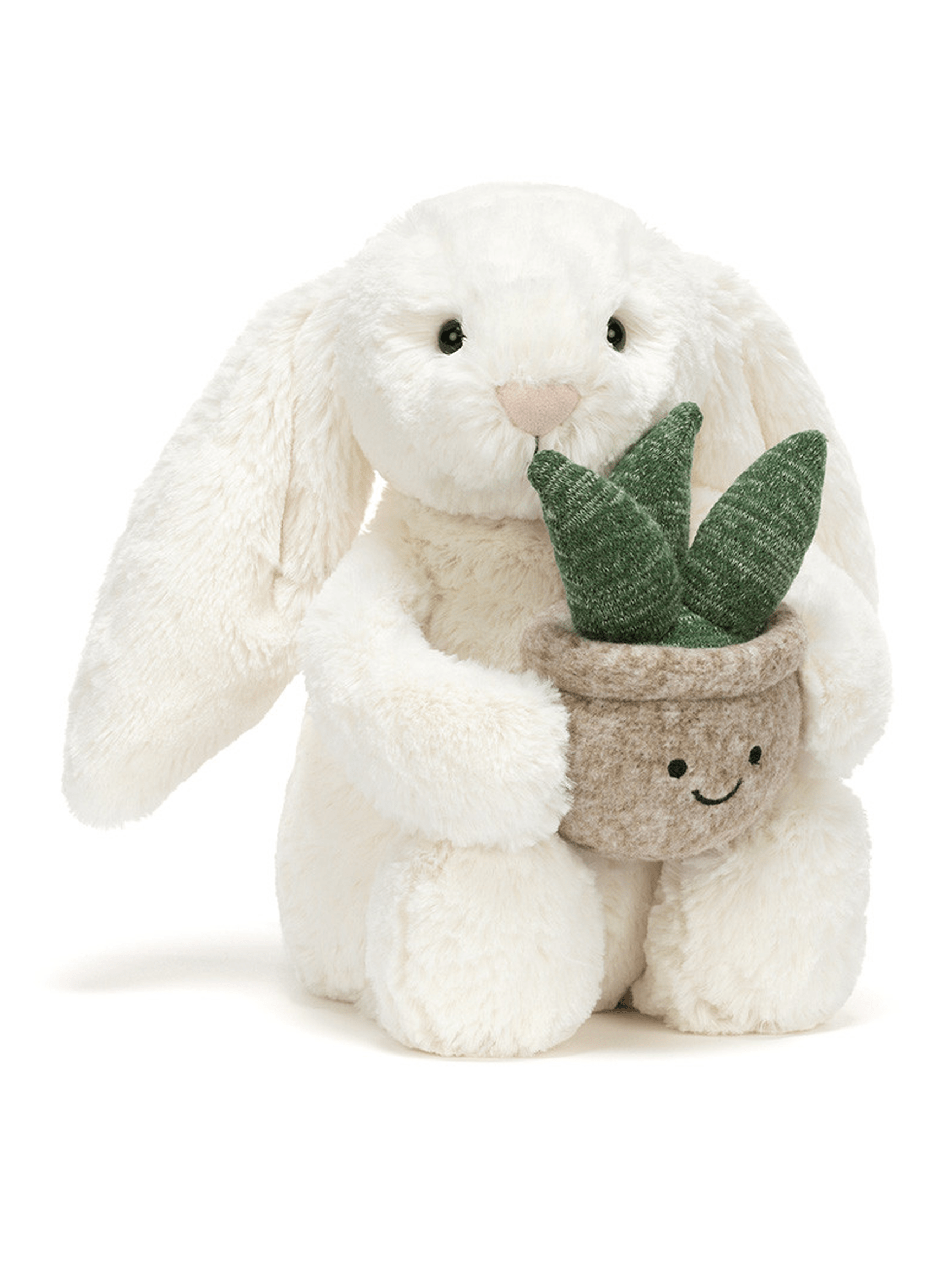 Cream Bunny with Plant