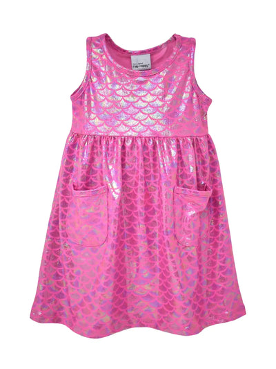 UPF 50+ Dahlia Sleeveless Dress w/ Pockets - Shiny Pink Scales
