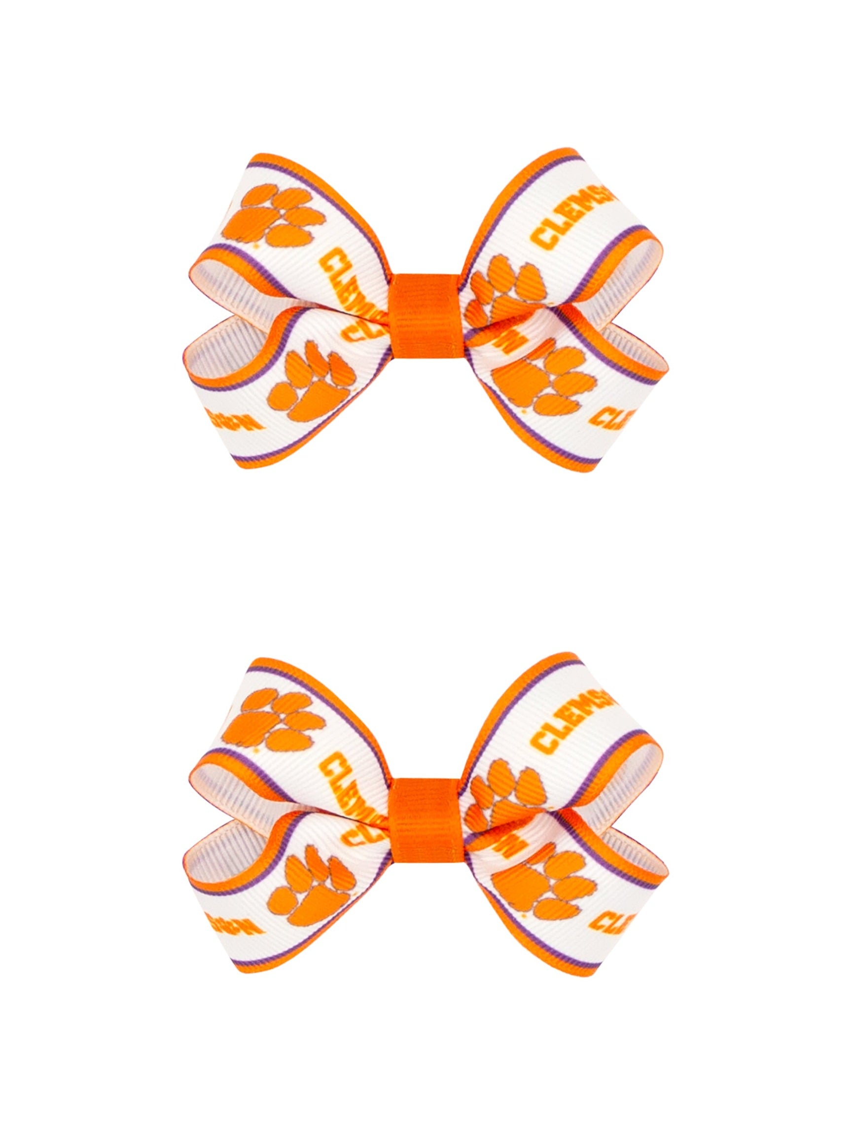 Mini No Tail Logo Print Grosgrain Hair Bows - Pair