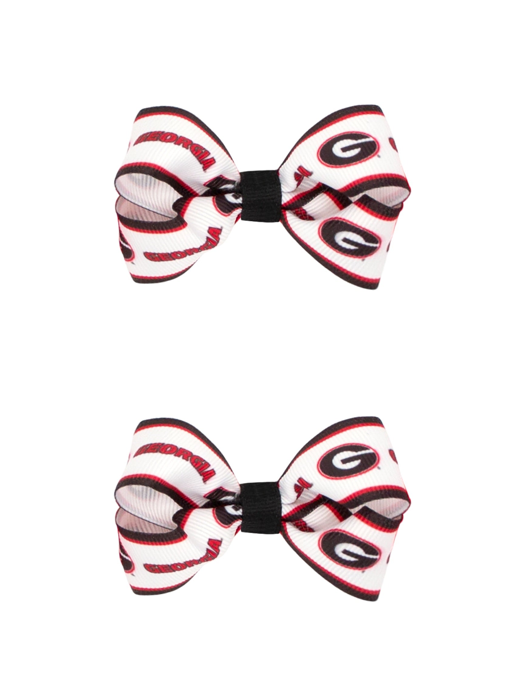 Mini No Tail Logo Print Grosgrain Hair Bows - Pair