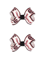 Mini No Tail Logo Print Grosgrain Hair Bows - Pair