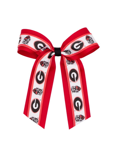 Logo Print Grosgrain Overlay Streamer Bow