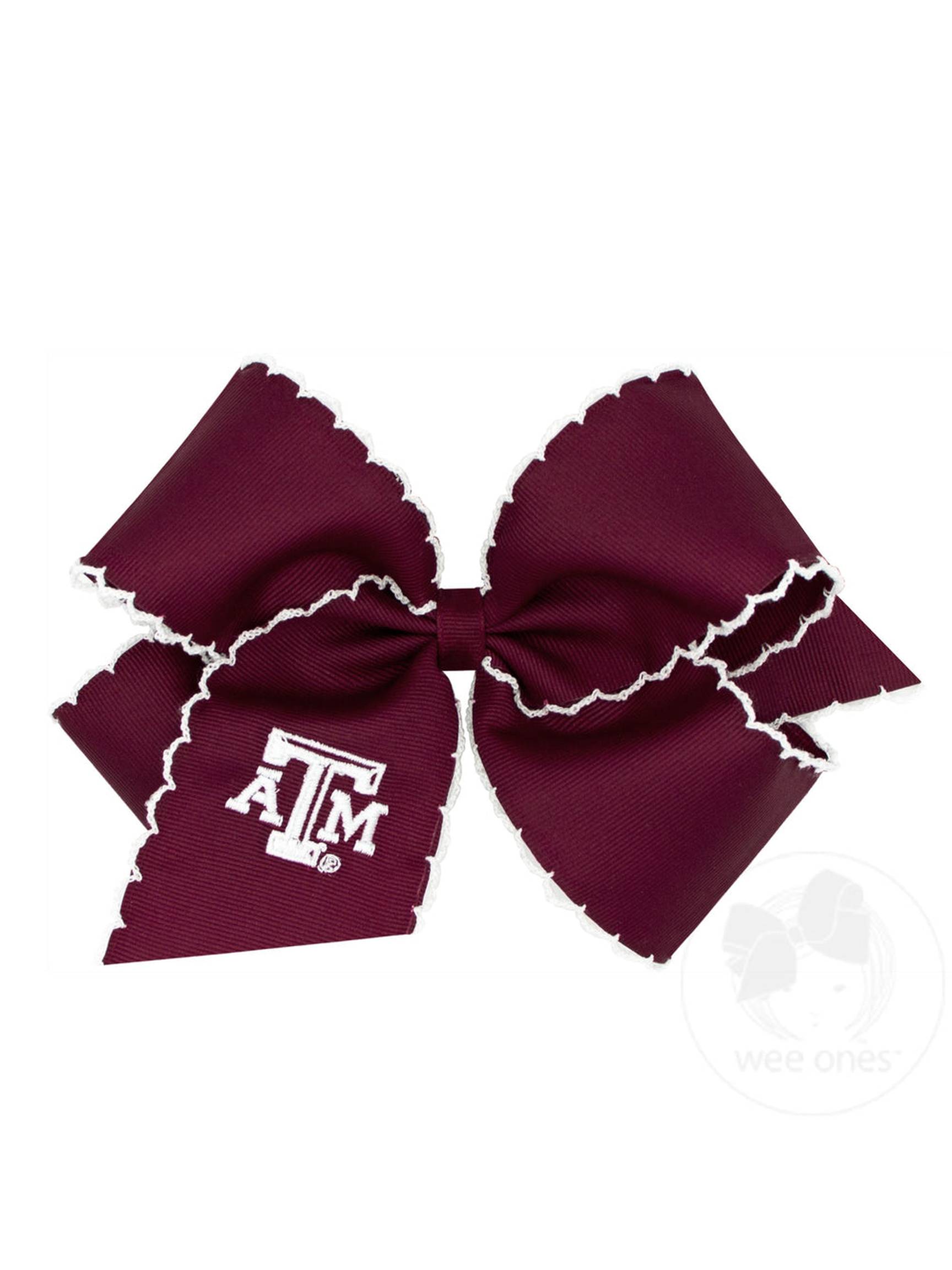 Moonstitch Embroidered Grosgrain Bow - Collegiate