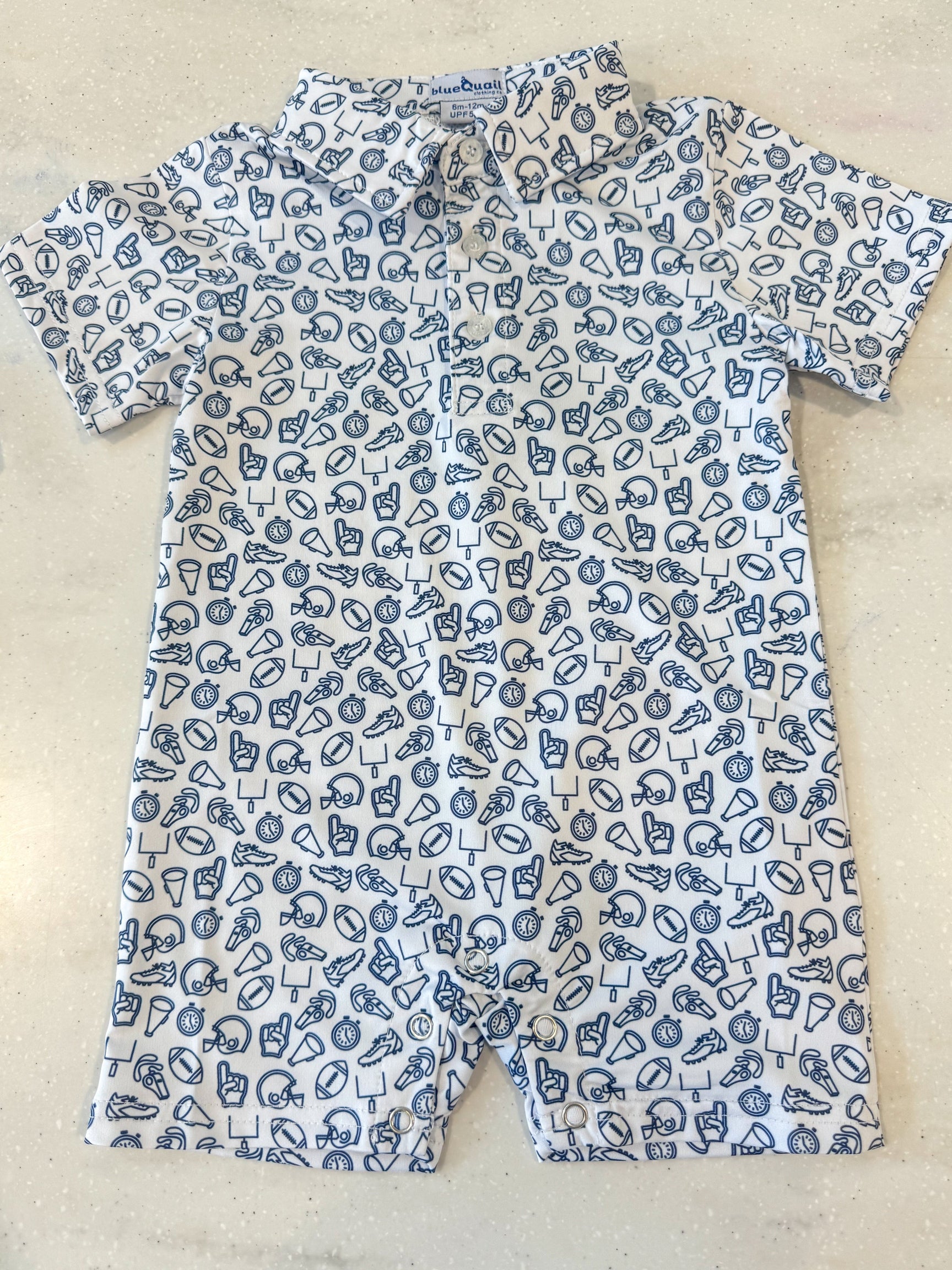 Kickoff Navy Polo Short Sleeve Romper