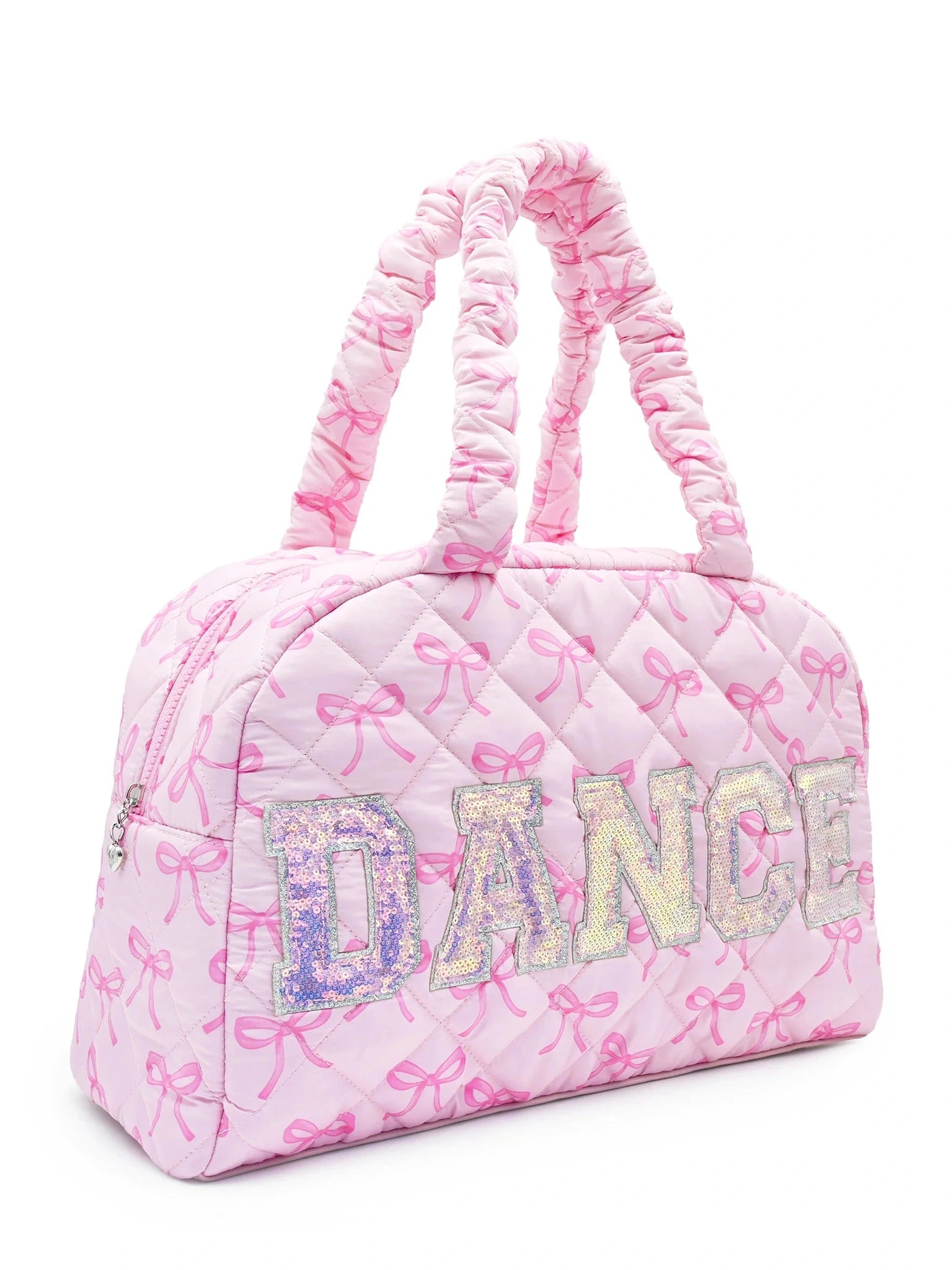 'DANCE' Quilted Bow Print Medium Duffle Bag