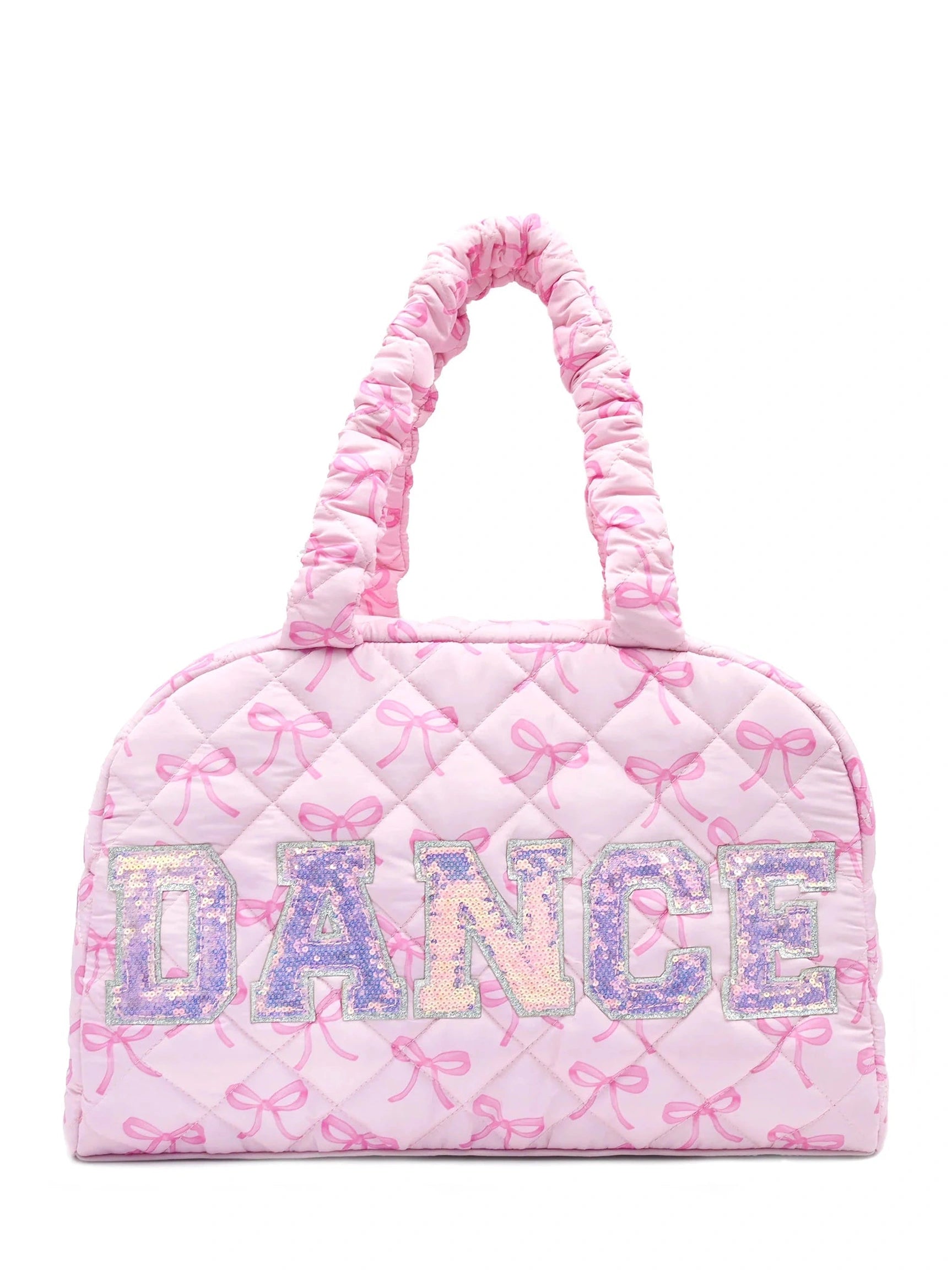 'DANCE' Quilted Bow Print Medium Duffle Bag