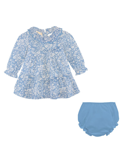 PRE-ORDER Printed Dress Set w/Ruffled Collar - Blooming Garden