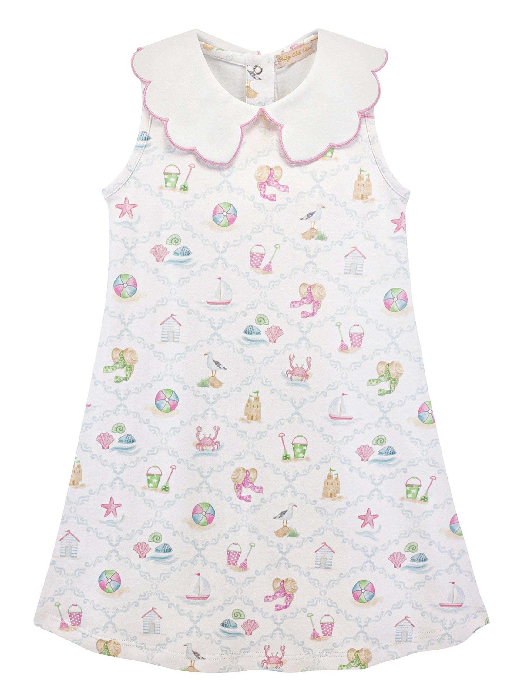 By the Sea Dress with Scalloped Collar - Posh Tots Children's Boutique