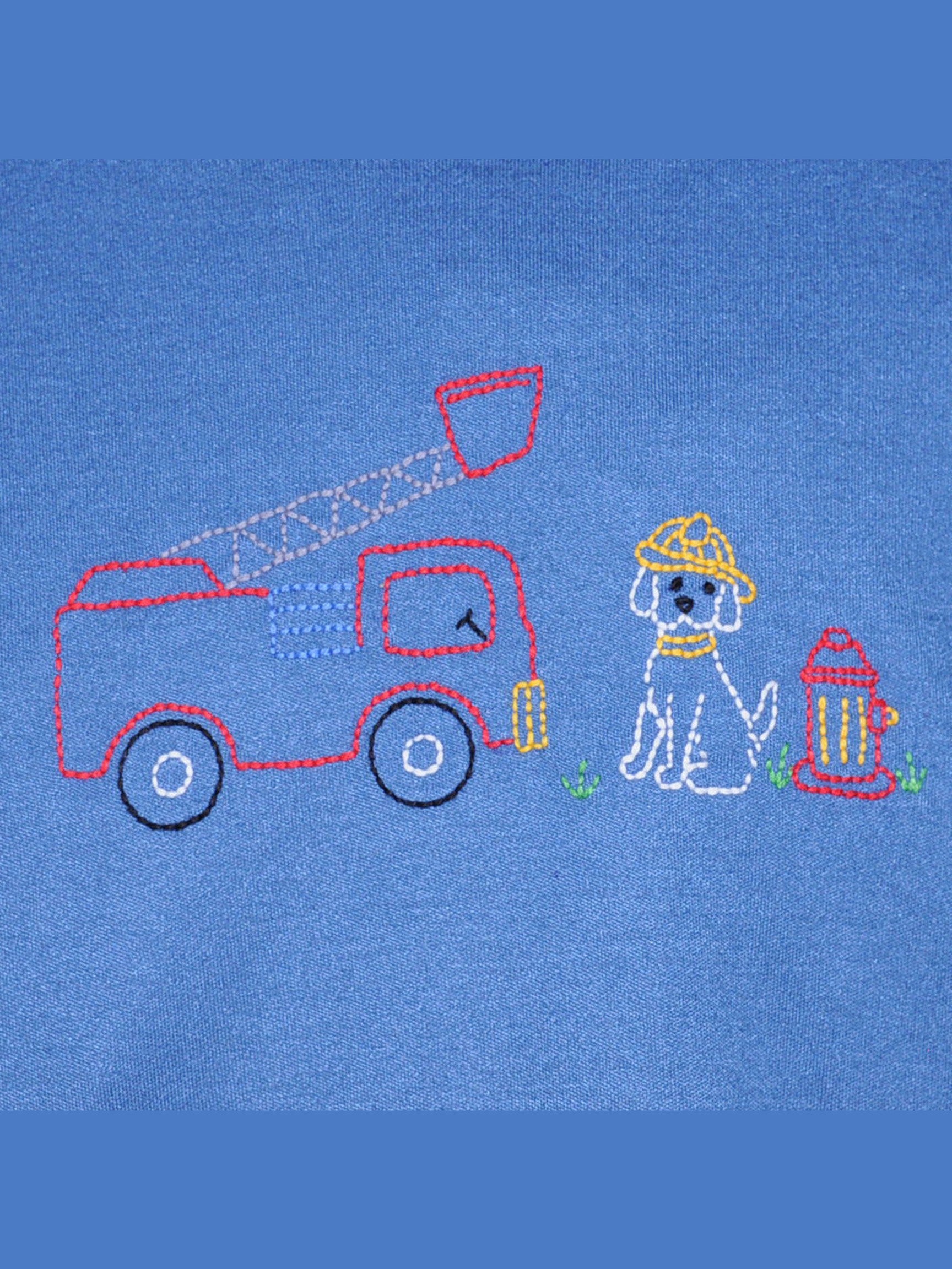 Houston Blue Shirt - Firetruck & Dog