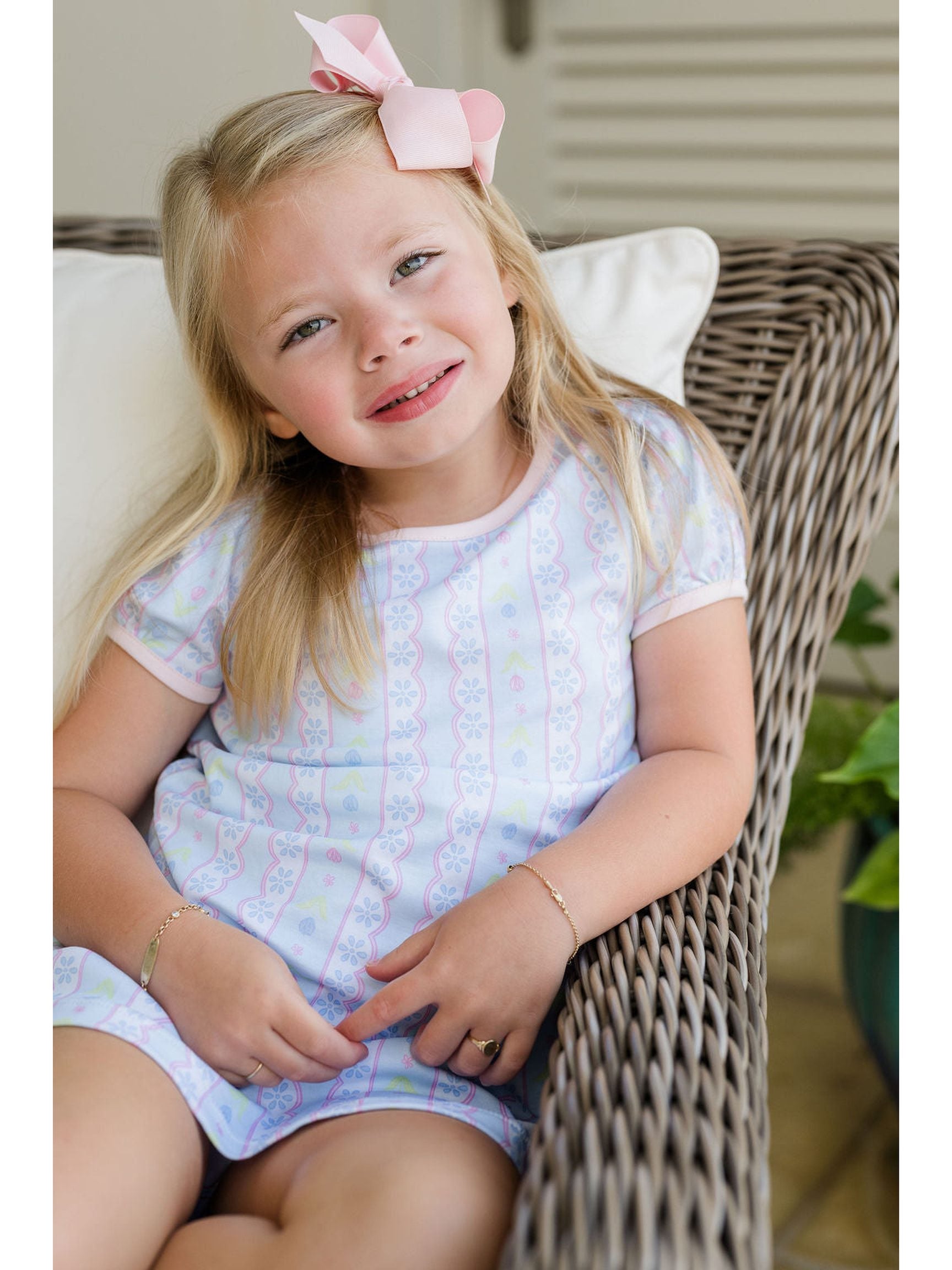 PRE-ORDER Girl Play Dress - Blue Floral Scallop